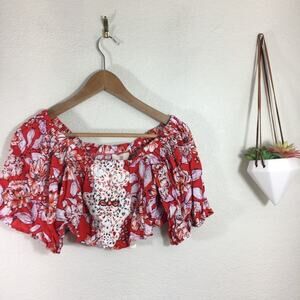 NWT LF | Native Rose Bonnie red floral crop top